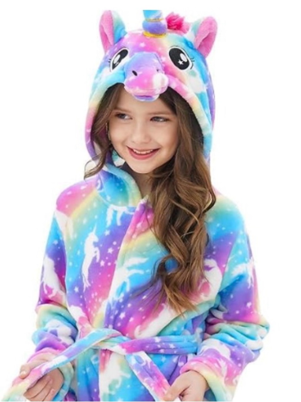 Unicorns Girls Bathrobe / Cover Up, Size M  Halloween Costume, Make Believe, EUC